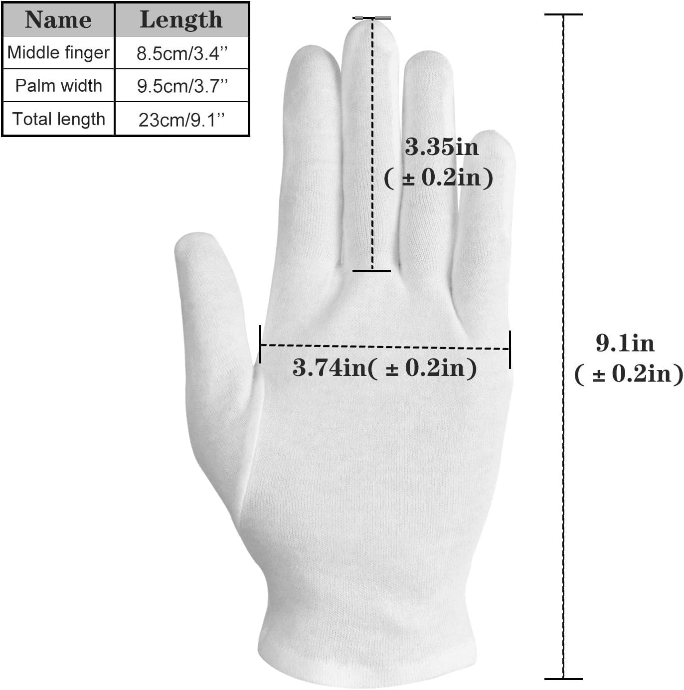 100% Cotton Gloves, 3 Pairs White Cotton Gloves for Women Dry Hands Eczema Serving - Archival Coin Jewelry Inspection Gloves(3 Pairs)