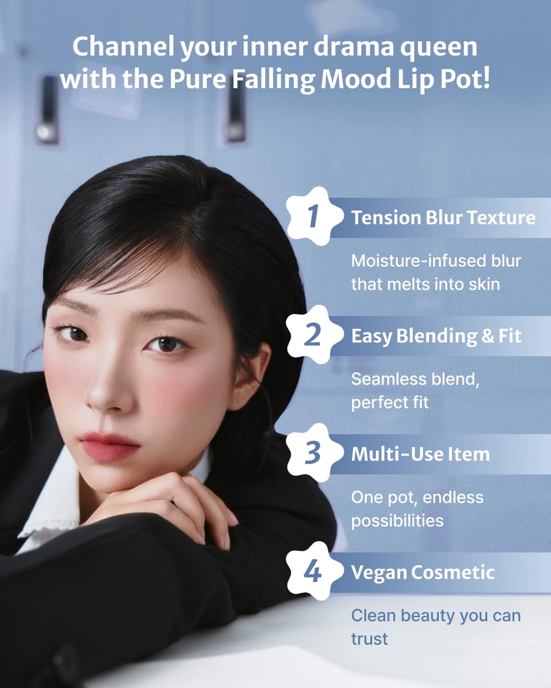 DEARMAY Pure Falling Mood Lip Pot No. 03 A Little Note 0.23 Oz. Vegan Lip Stain Lip & Cheek Multi-Use Tint With Hydrating Formula for Smooth Soft Blend Without Dryness or Fine Lines, Korean Makeup