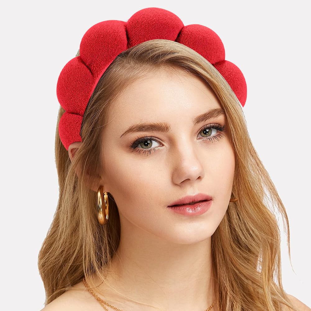 Spa Headband for Washing Face or Facial Makeup - Bubble Skincare Terry Cloth Puffy Headband for Mask Skin Treatment