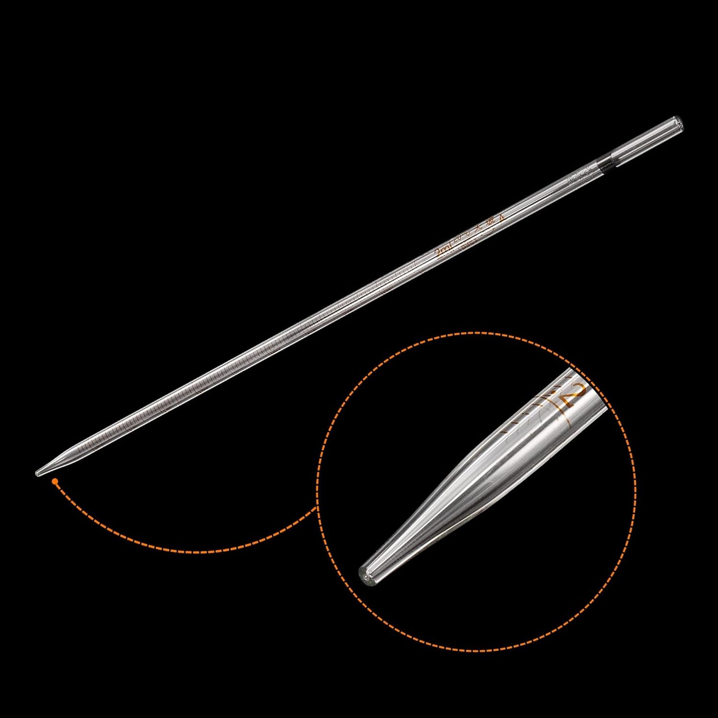 PATIKIL Graduated Dropper Pipettes, 1 Pcs 2ml Reusable Borosilicate Glass Pipette for Transfer Liquid for Laboratory, Chemistry, Clear