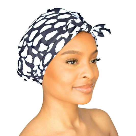 GRACE & COMPANY Luxury Shower Cap For Women - 100% Waterproof, Reusable, Washable & Breathable Shower Caps - Casablanca(Bag Packaging)