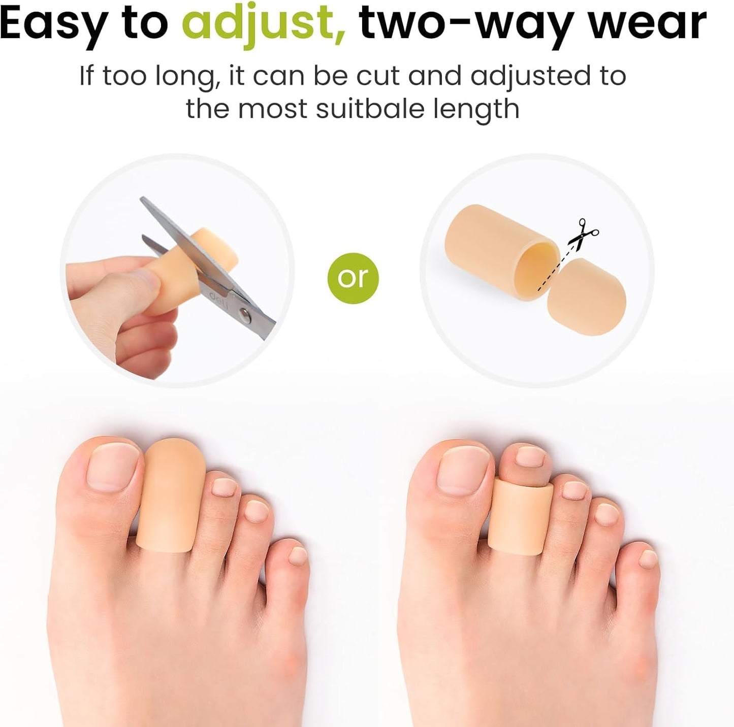 Bukihome 8 Pcs Gel Toe Cap, Toe Protector for Women Men - Cushions and Protects to Cover Toes, Relief Toe Pain from Ingrown Toenails, Corns, Blisters, Hammer Toes (Medium Size)