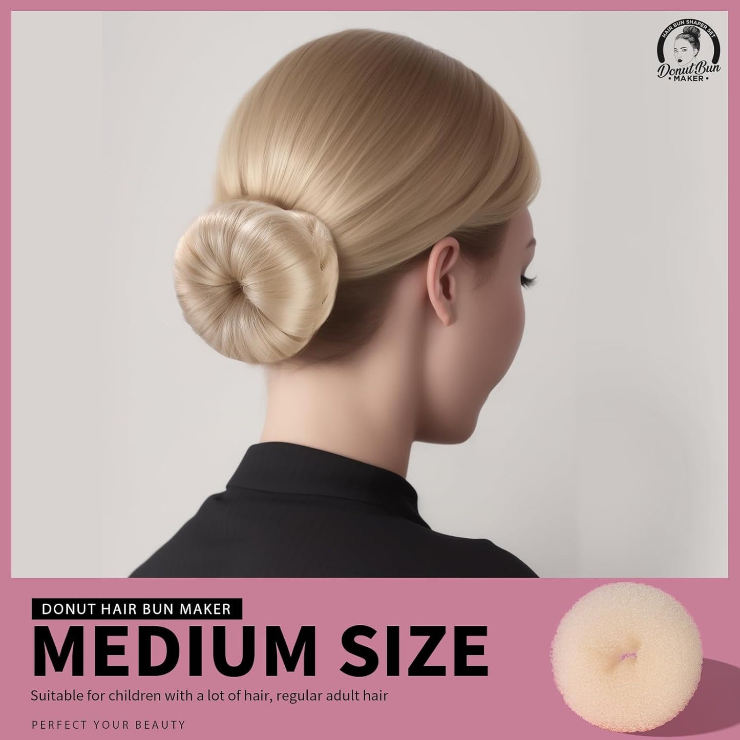 Teenitor Hair Bun Shaper Set with Extra-large, Large, Medium, Small Doughnuts Ring Stylers, 20pcs Blonde Large Bobby Pins