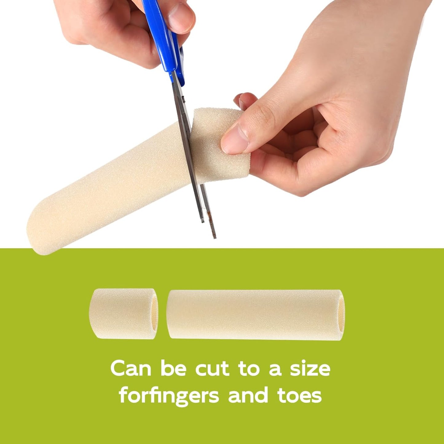 Bukihome Cuttable Toe Tubes Sleeves - Foam Toe Protectors for Corns, Calluses, Blisters - Fabric & Breathable Gel Lining Toe Sleeve Protectors Relief Toe Pressure Pain - 6 Count, White