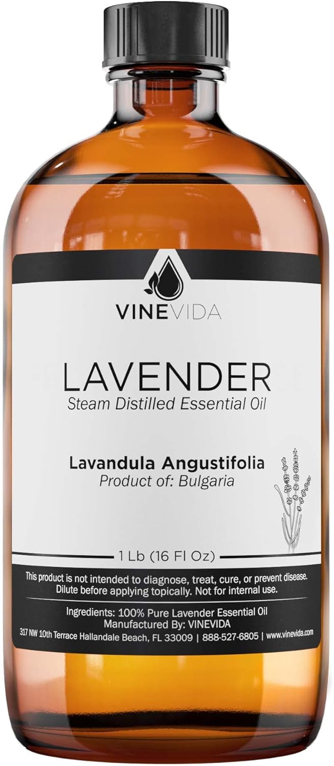 VINEVIDA Lavender Essential Oil 16 oz - Undiluted, Pure, Vegan, and Sustainable