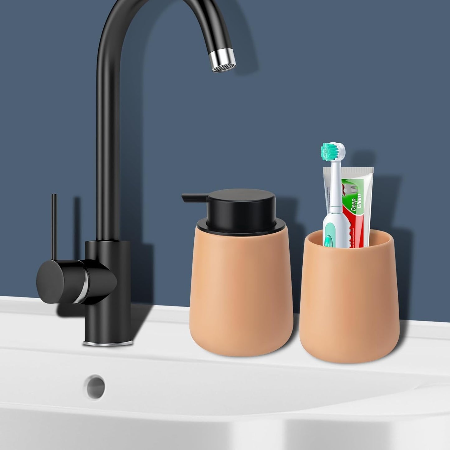 Soap Foaming Dispenser Ceramic with Easy-to-Press Pump Hand Foam Dispenser for Shampoo Bathroom Kitchen 12 oz