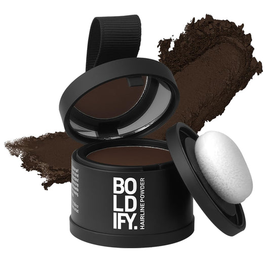 BOLDIFY Hairline Powder - Root Touch Up Hair Color for Gray Coverage - Bald Spot Concealing Hair Powder for Women & Men - 48-Hour Stain-Proof - Hazel Brown