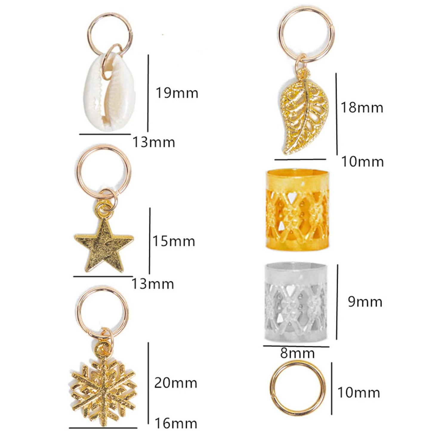 SEVENHEAD 80 Pcs Hair Rings Aluminum Hair Accessories Dreadlocks Metal Hair Cuffs Decorations Pendants for Passion Twist Crochet Braiding Hair(80Pcs Mixed)