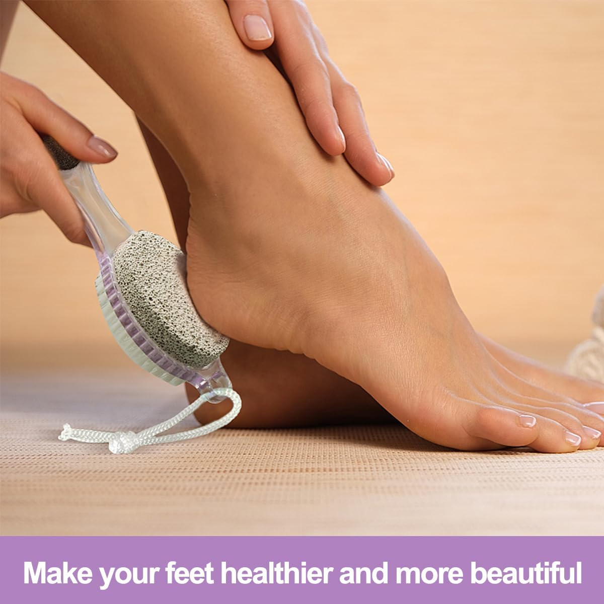 Foot Brush and Pumice Stone - 4 Pack Foot Brush Scrubber for Shower 4 in 1 Pedicure Foot File Exfoliator for Foot Care - Purple and Blue