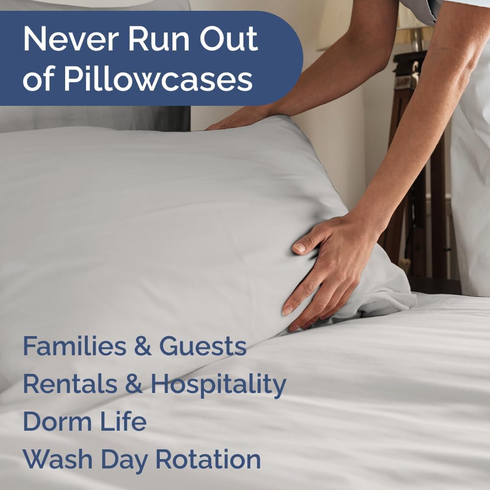 Standard Pillow Cases Set of 8 - Ultra Soft Hotel Quality Pillowcase Covers - Comfy & Wrinkle Free - Shrink, Stain and Fade Resistant - Machine Washable Pillow Protectors - 8 Piece Set - French Grey