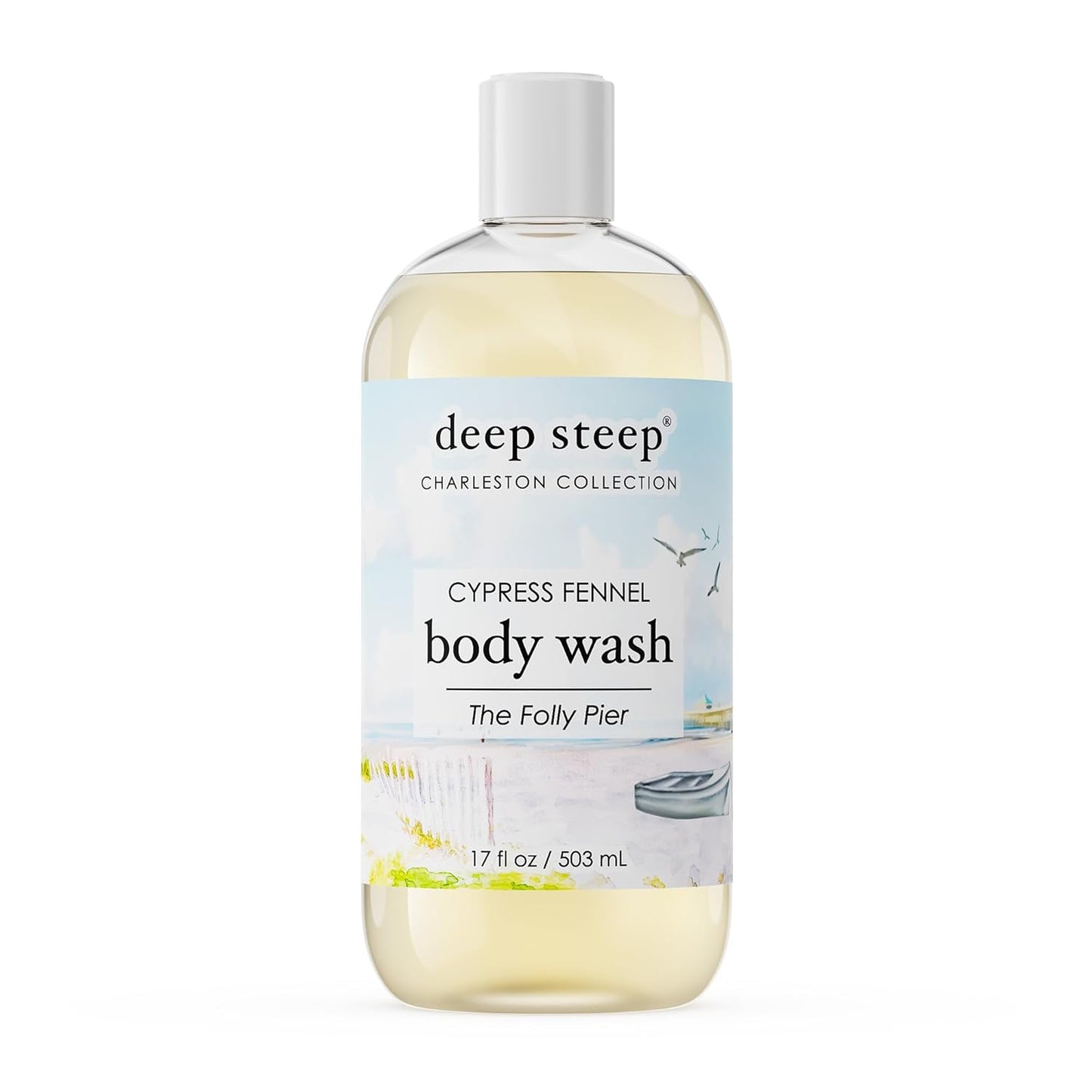 Deep Steep Body Wash, Cypress Fennel (The Folly Pier), 17 oz – Hydrating Shower Gel with Hyaluronic Acid, Shea Butter, Aloe Vera & Argan Oil – Vegan, Clean Beauty, Clean & Refreshed Skin
