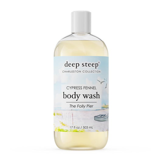 Deep Steep Body Wash, Cypress Fennel (The Folly Pier), 17 oz – Hydrating Shower Gel with Hyaluronic Acid, Shea Butter, Aloe Vera & Argan Oil – Vegan, Clean Beauty, Clean & Refreshed Skin