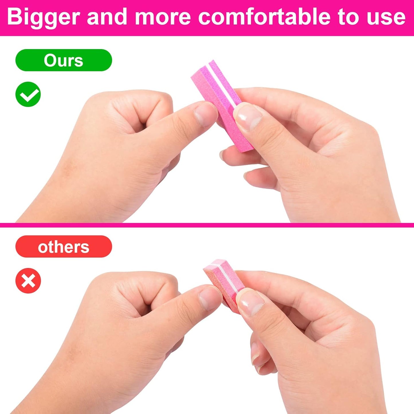 Diesisa Buffer Block Nail File, 100/180 Grit Sponge Nail Buffers for Acrylic Nails, Mini Buffing Block Double Sided for Manicure Tools 30 Count - Pink