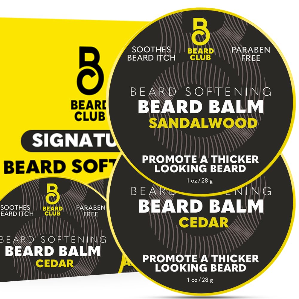 The Beard Club Cedar & Sandalwood Beard Balm - Leave-In Conditioner and Styling Wax for Beard Softening and Moisturizing - 2oz