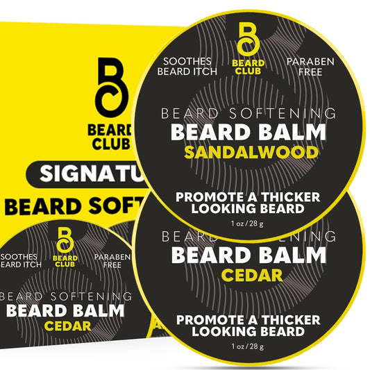 The Beard Club Cedar & Sandalwood Beard Balm - Leave-In Conditioner and Styling Wax for Beard Softening and Moisturizing - 2oz