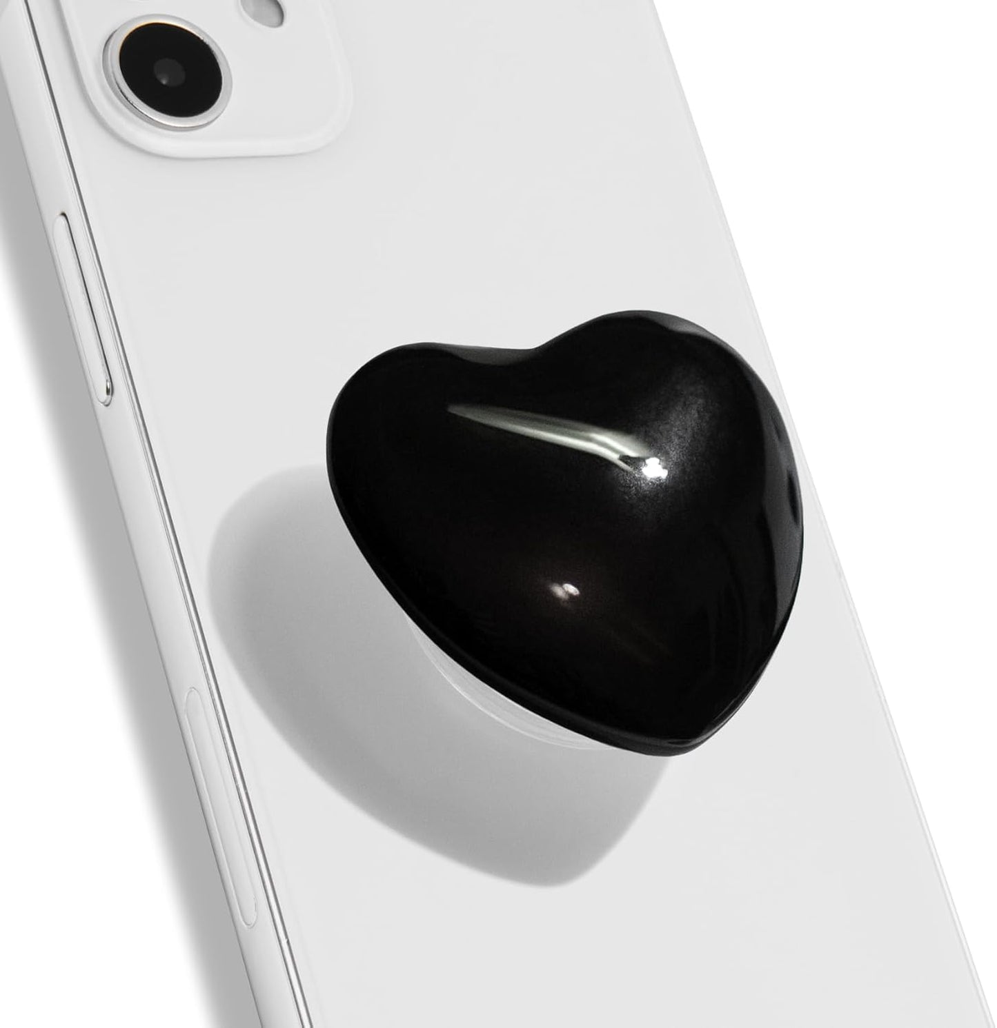 OnTheGrip Cute Glass Heart Design Collapsible Expandible Mobile Phone Grip Stand Holder for Smartphone Tablet Cell Phone Accessory (Black)