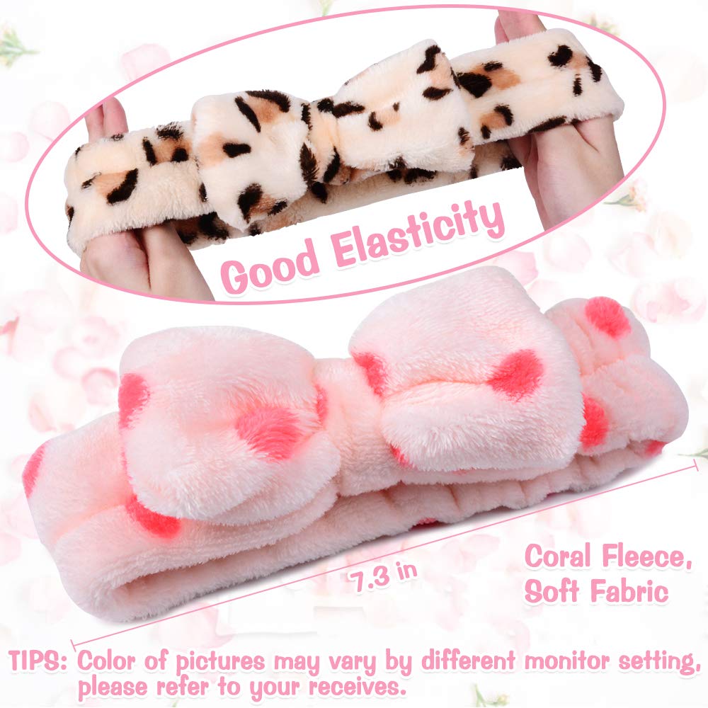 UMIKU 8 Pack Stocking Stuffers For Women Teen Girls Spa Headband for Women Facial Makeup Headband Soft Coral Fleece Bow Hair Band Party Favors for Washing Face Mask Spa Christmas Gifts For Woman Adult