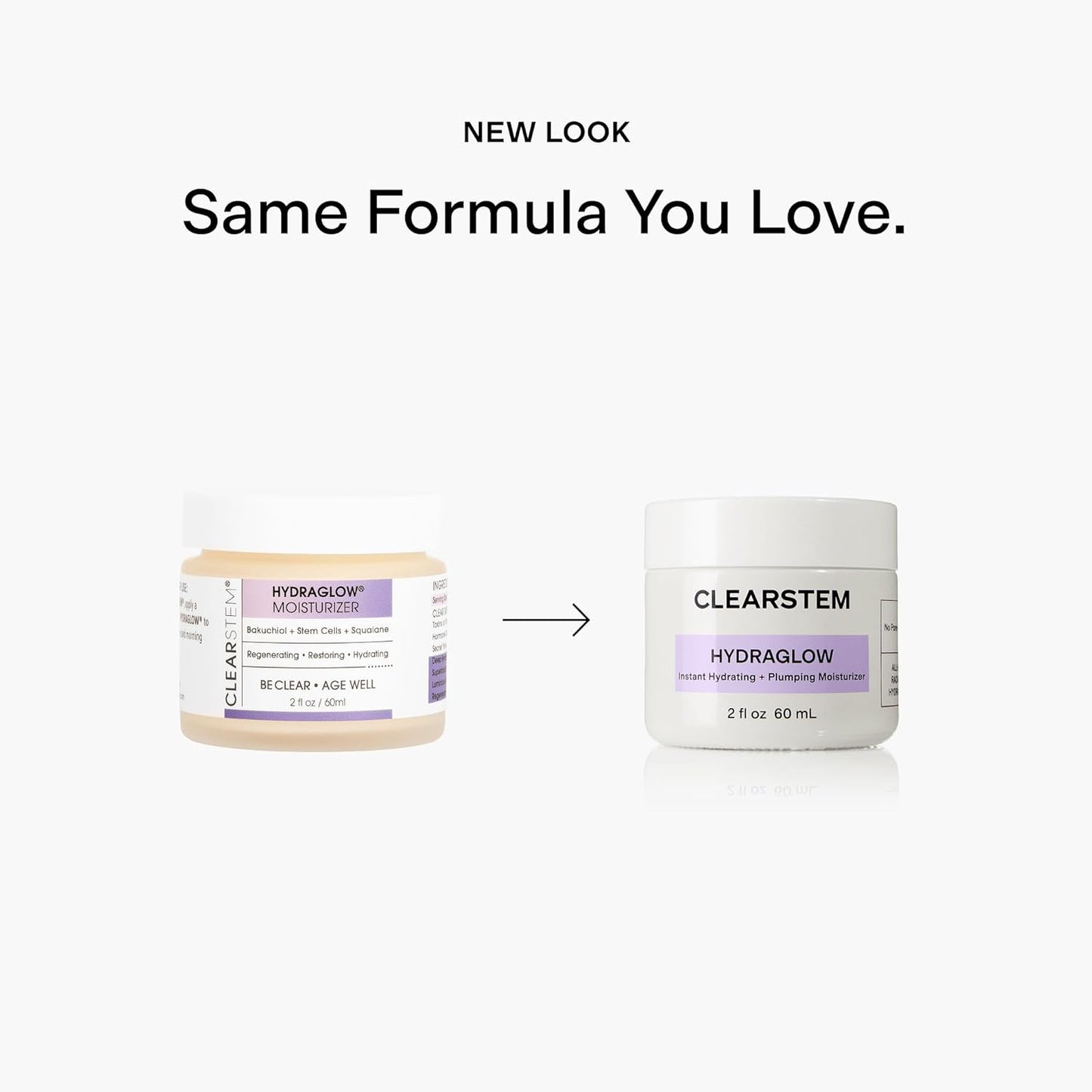 CLEARSTEM - HYDRAGLOW Stem Cell Moisturizer - Bakuchiol + Squalene - Youthful Skin Face Moisturizer - All Skin Types - Facial Skin Care Products - Gluten Free, Cruelty Free - 2 fl oz / 60ml