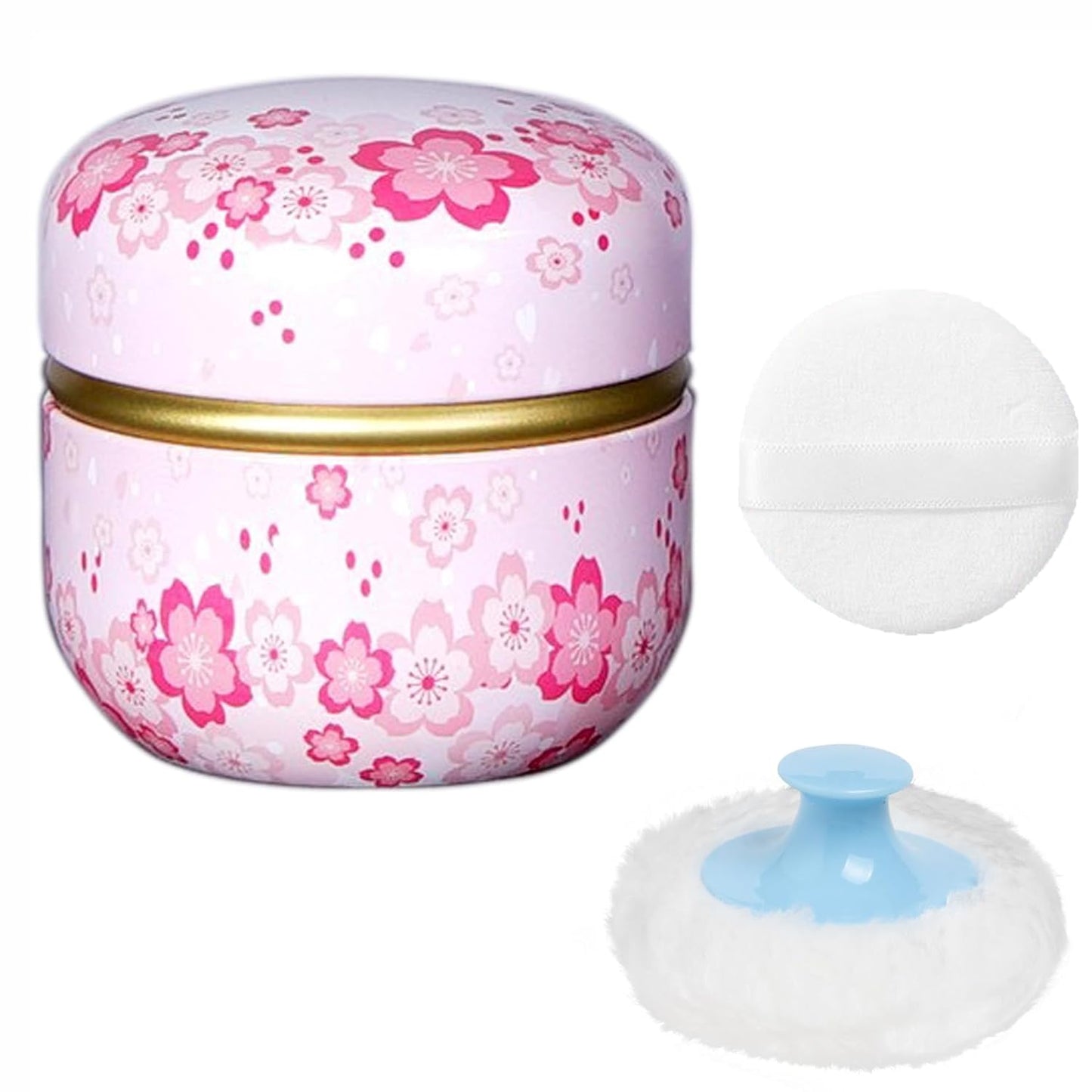 Powder Puff and Powder Container for Body Dusting Powder Case with Puff for Baby and Women,Loose Powder Containers with Puff for Travel (Light Pink)