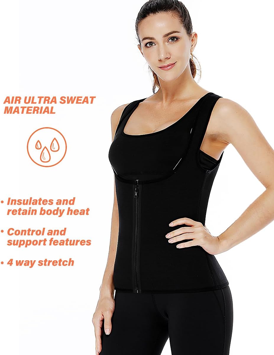 NonEcho Women Sauna Sweat Suit Spa Cami Hot Neoprene Slimming Workout Vest Body Shaper Waist Trainer Top
