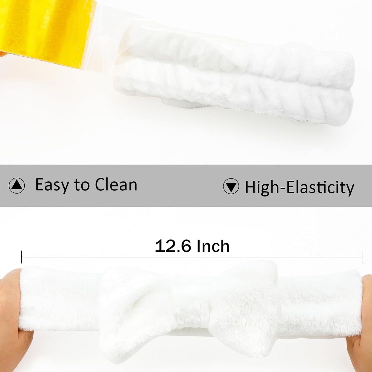 Ondder Spa Headband for Washing Face 8 Pack White Skincare Headbands for Women Girls Terry Cloth Cute Bow Head Bands for Makeup