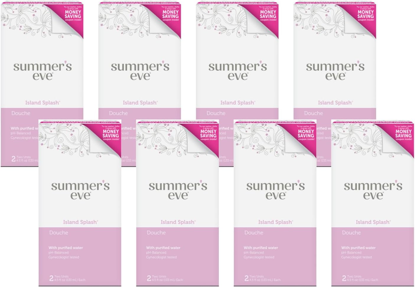 Summer's Eve Douche, Vaginal Douche for Women, Island Splash, 2 Units, 4.5 Oz Each, (Pack of 8)