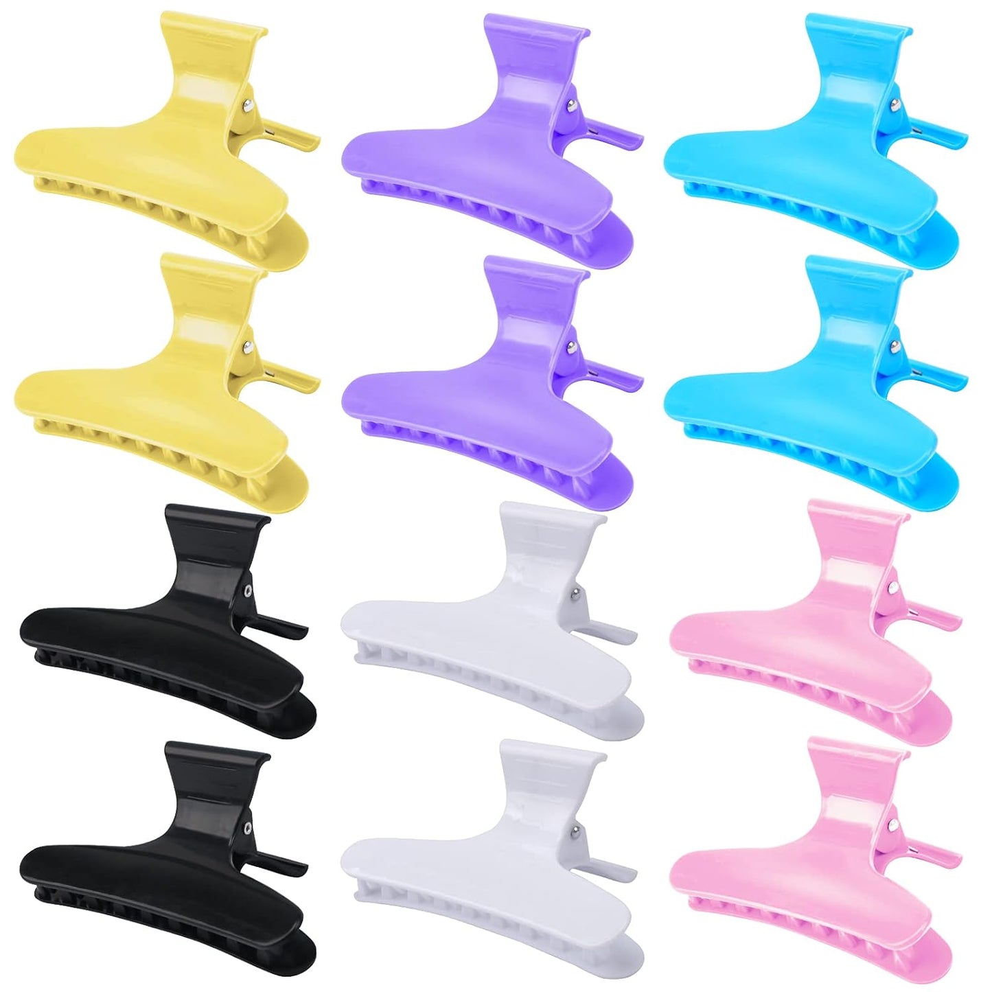 Ondder 12 Pack Butterfly Hair Clamps Clips Hair Claw Clips Salon Pro Section Clip for Styling, Sectioning, Cutting, Coloring Large Hair Clips Hairdressing Salon Tool Hair Accessories for Women Girls