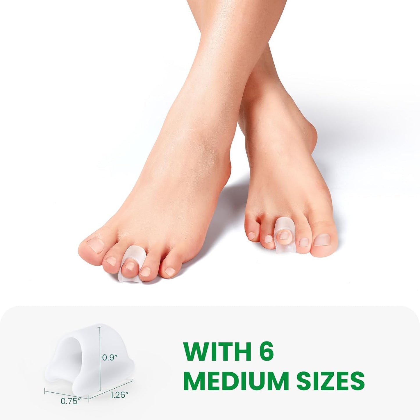 Bukihome Hammertoe Corrector - 6 Pack Toe Straightener to Curled Toes, Broken toe, Bunion Corrector for Women and Men, Medium Size (Clear)