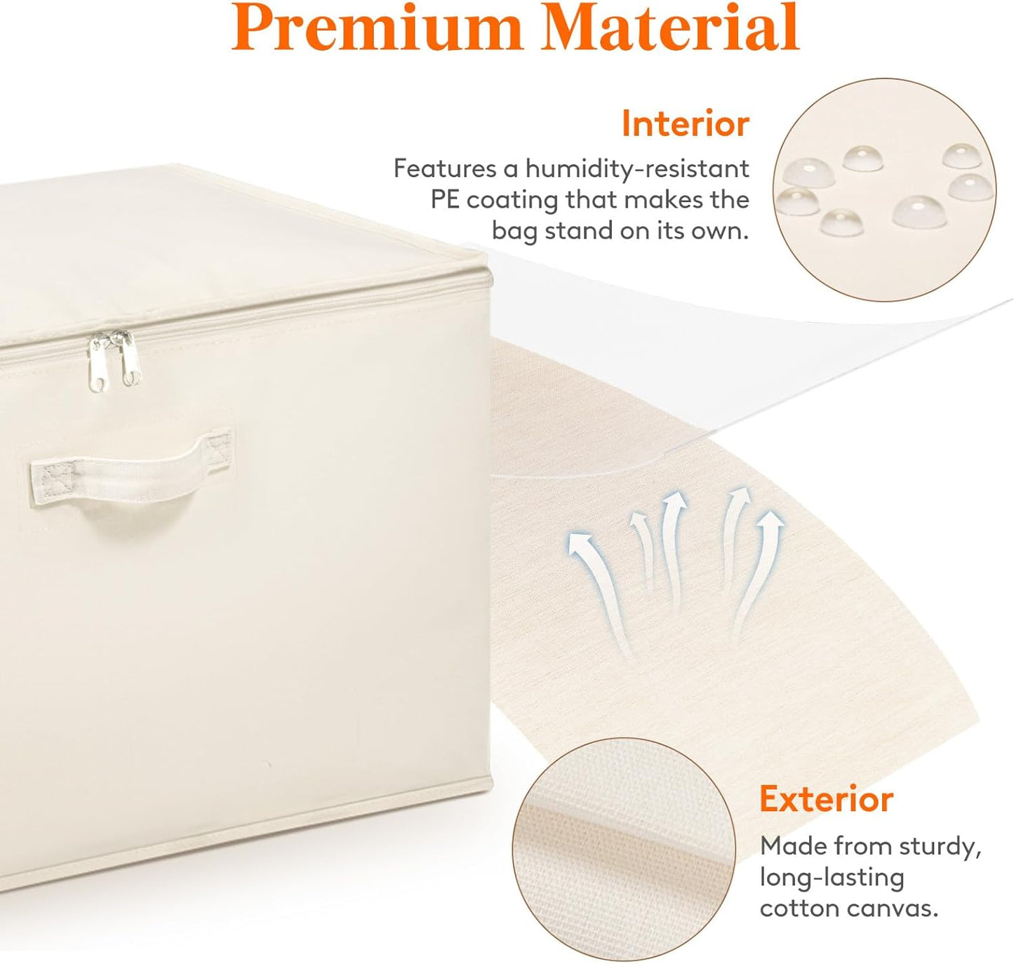 Lifewit Canvas Cotton Comforter Storage Bags with Zipper 6 Pack, 60L Breathable Foldable Clothing Containers, Linen Sweater Organizers Boxes for Clothes, Blankets, Pillows, Duvets, Bedding