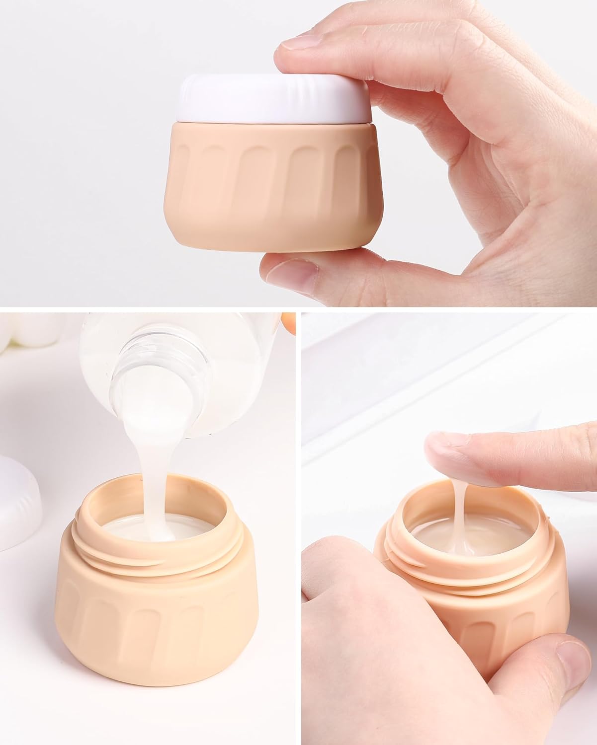 Travel Bottles for Toiletries 8 Pack, Travel Size Toiletries, Tsa Approved Travel Size Containers 3oz, with Travel Essentials Clear Bag, Leak Proof Silicone Squeezable Creams Jars