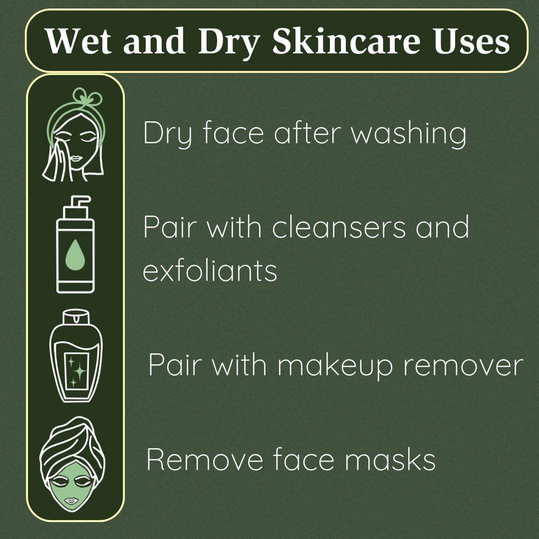 Clean Facial Towels for Sensitive Skin, 100% USDA Biobased Face Towels, 50 Count, Ultra Soft, Makeup Remover Dry Wipes, Cotton