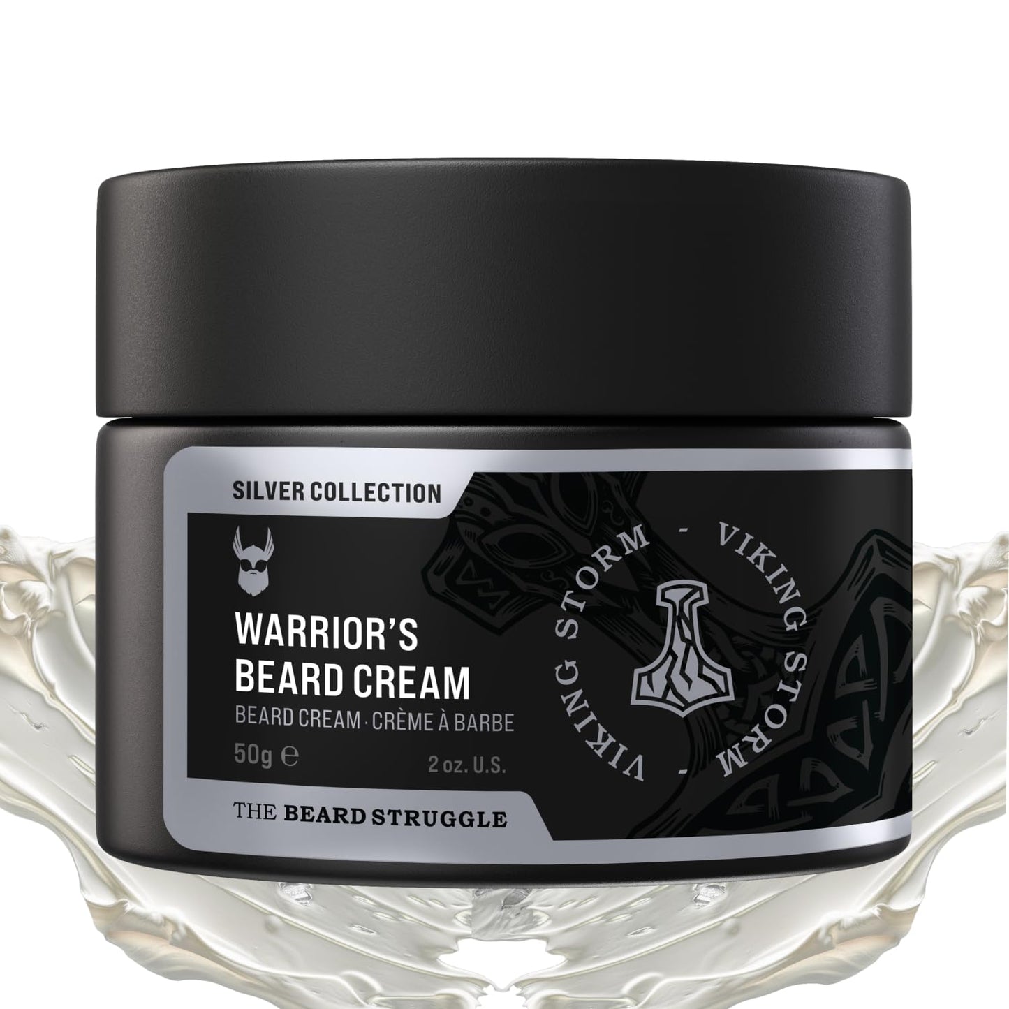 Beard Cream for Men by Beard Struggle -Viking Storm Beard Butter, Moisturizer & Softener for Men - Itch Relief, Hydration with Avocado & Jojoba Oils - Beard, Mustache & Corase Growth Cream, 50g