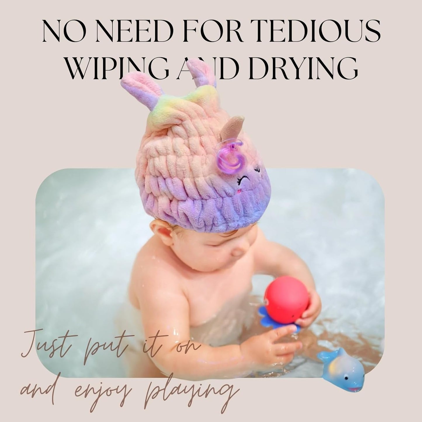 Microfiber Hair Towel Wrap for Kids, Unicorn Dry Hair Cap Suck Water, Absorbent Quick Girls Boys Hair Drying Towel, Lightweight Bouncy Hat Headscarf for Wet Hair