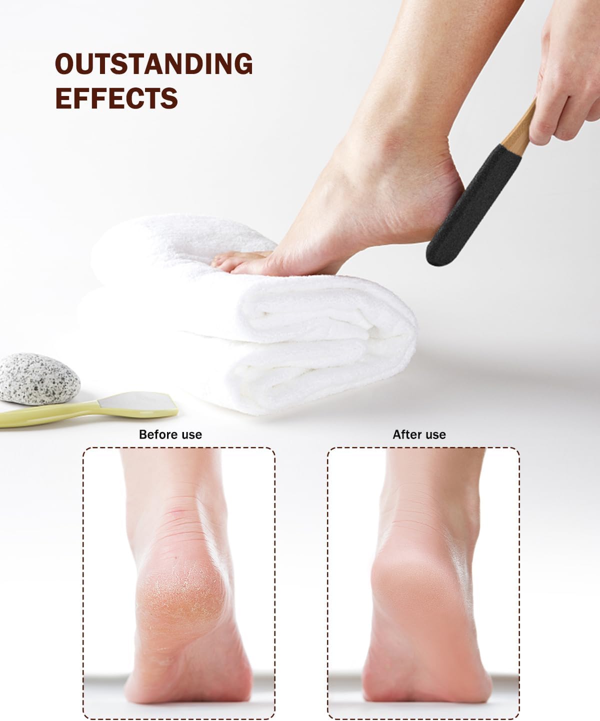 BEZOX Foot Pumice Stone Pedicure File(1 PCS) - Wooden Handle Foot File Callus Remover for Smoother Feet and Hands - Foot Scrubber, Heel Sander and Dead Skin Scraper - Black