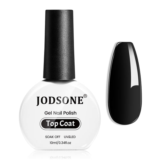 JODSONE 10ML Top Coat Gel Polish High Gloss Shine Finish Long Lasting Gel Nail Polish Professional Manicure Home DIY No Wipe Need U V Lamp Curing