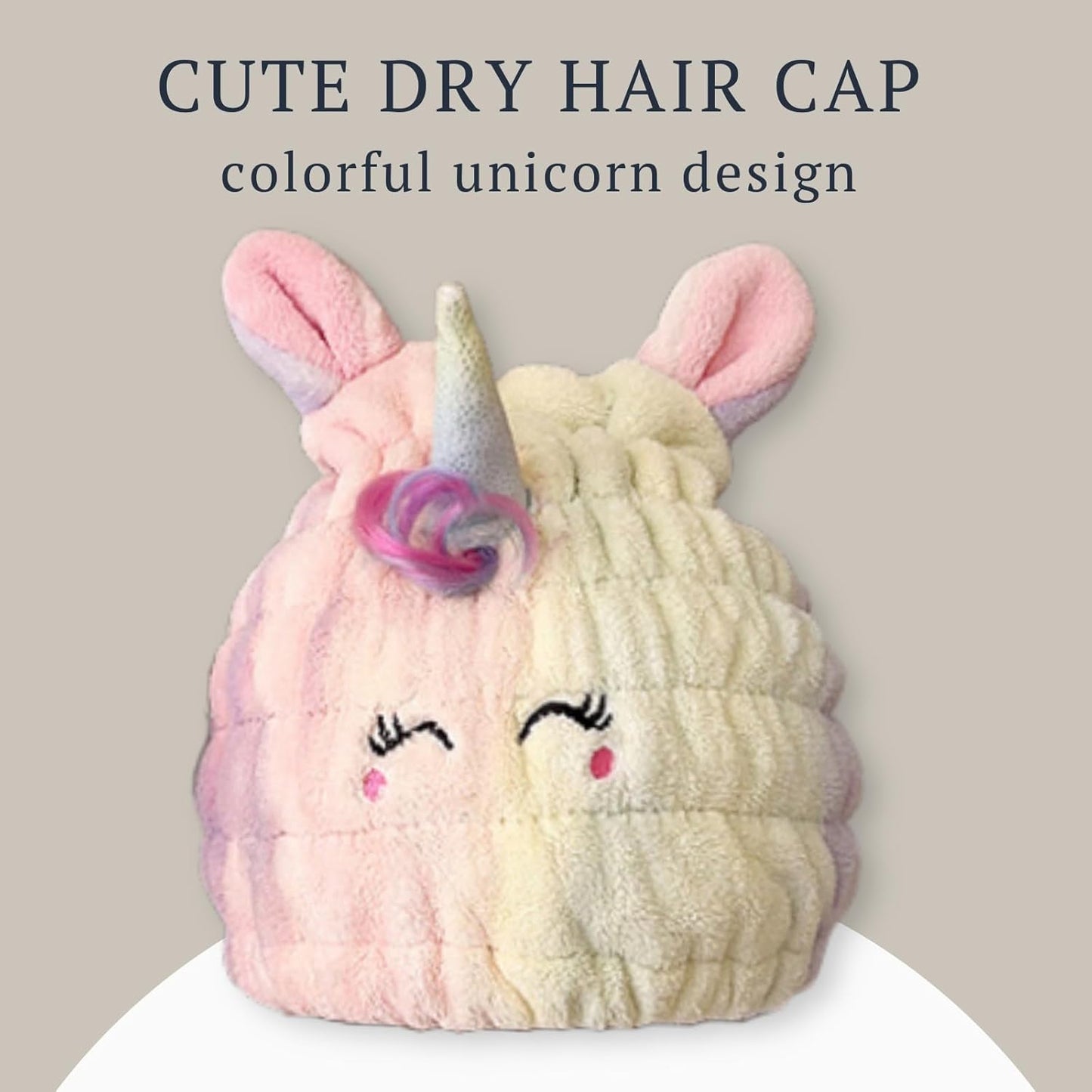 Microfiber Hair Towel Wrap for Kids, Unicorn Dry Hair Cap Suck Water, Absorbent Quick Girls Boys Hair Drying Towel, Lightweight Bouncy Hat Headscarf for Wet Hair