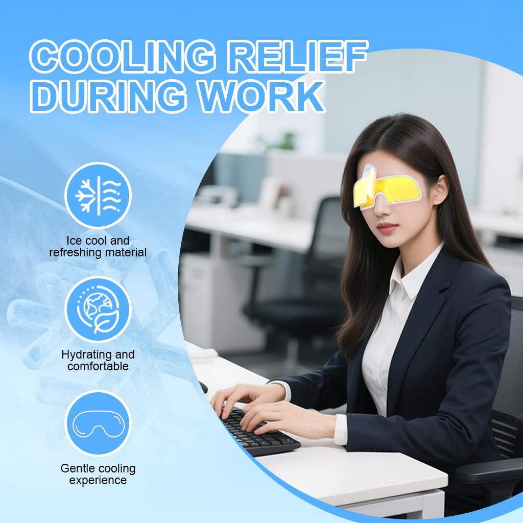 Cooling Hydrogel Eye Mask Patches for Puffy Eyes & Eye Fatigue Relief, Lutein-Infused Reusable Gel Eye Pads,10 pack