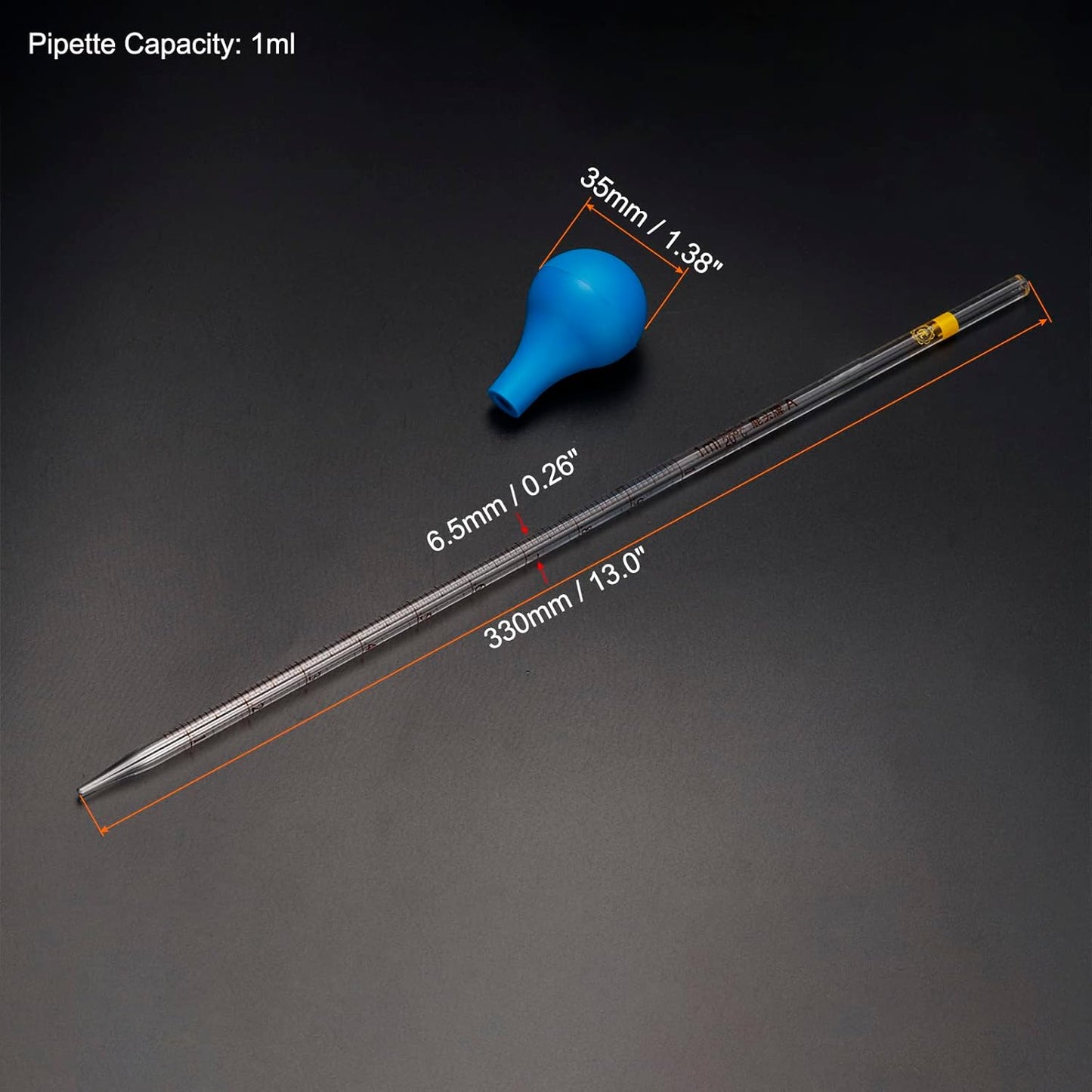 PATIKIL Graduated Dropper Pipettes Kit, 1ml Borosilicate Glass Pipette with Rubber Cap for Transfer Liquid for Lab, Chemistry, Clear