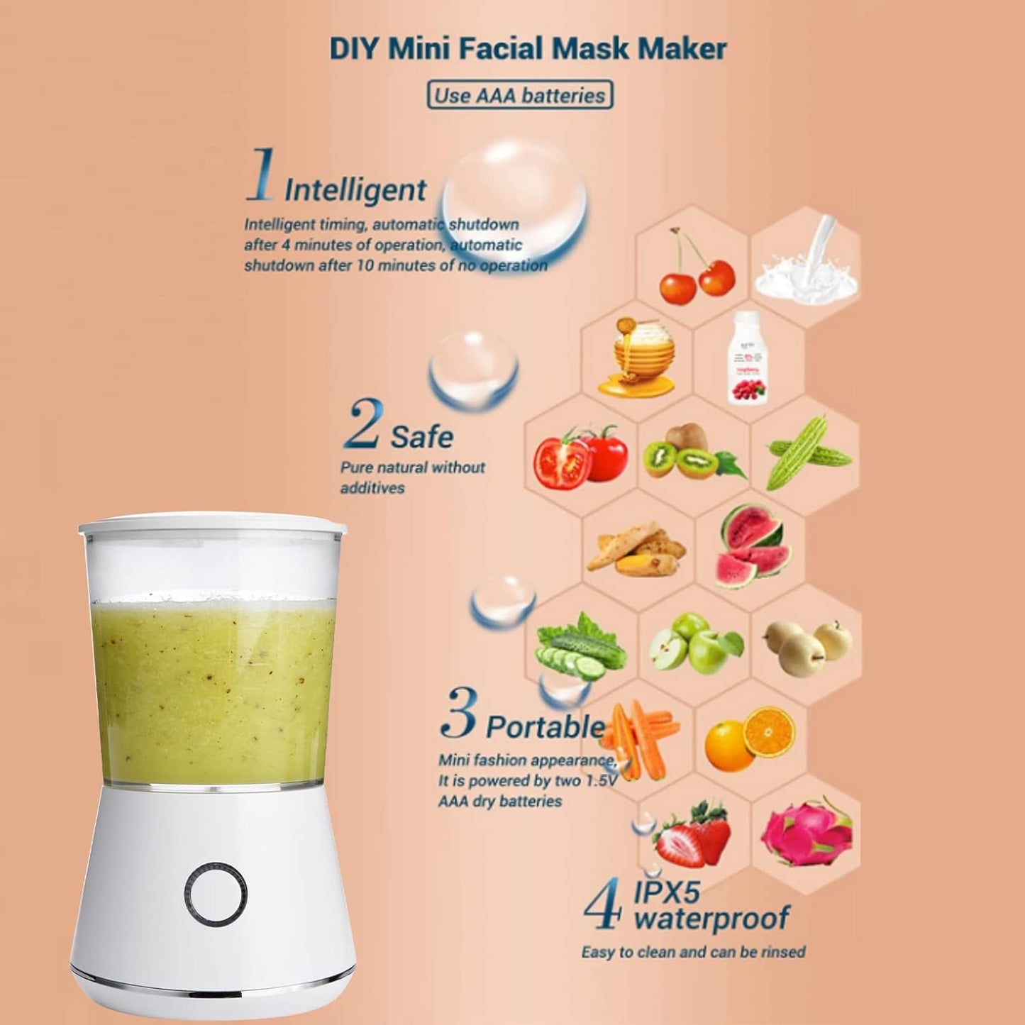 Face Mask Maker with 16 Pcs Collagen, DIY Natural Fruit Vegetable Mask, Automatic Face Mask Machine for Eye Chest Hand Neck Skin Care, SPA Facial Skin
