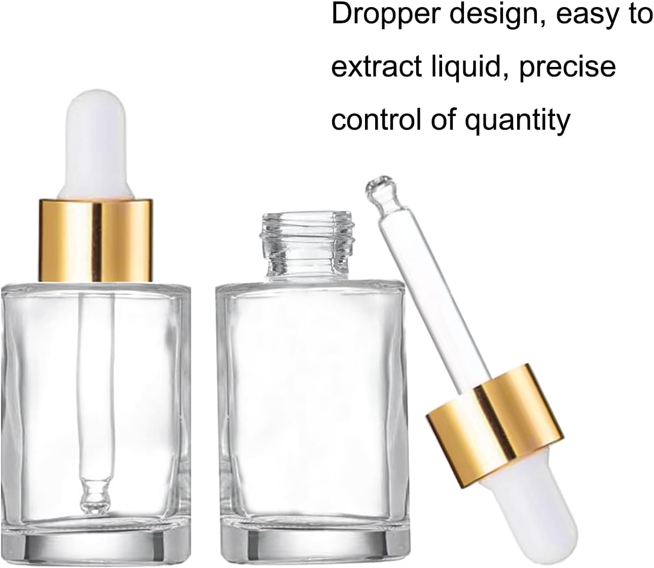 12 Pack 1 oz Glass Dropper Bottle Essential Oils Bottle with Glass Eye Droppers,for Serum Essence Oil,Perfumes,Liquids (Clear, 1oz)