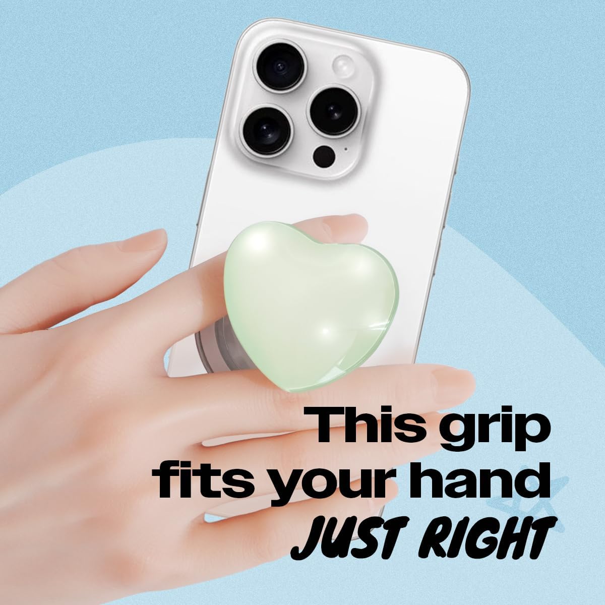 OnTheGrip Cute Glass Heart Design Collapsible Expandible Mobile Phone Grip Stand Holder for Smartphone Tablet Cell Phone Accessory (Green)