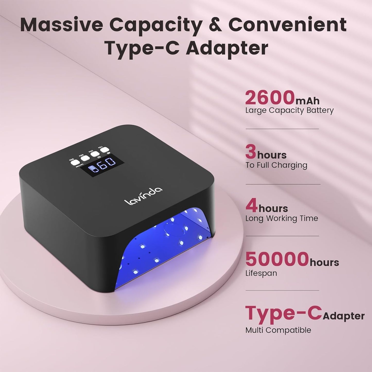 Lavinda UV Light for Gel Nails, Professiona UV LED Nail Lamp 2X Faster Curing Nail Dryer Nail Light Compatible with All Gel Types for Home Salon (Black X7)