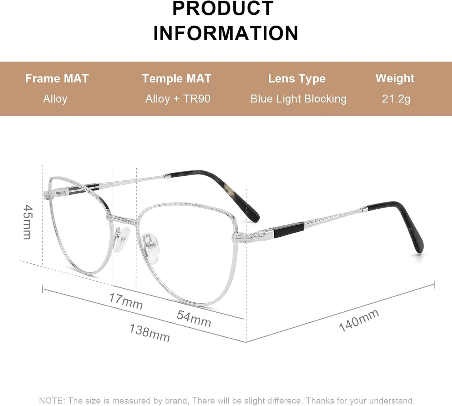 RB. Pilot Retro Cateye Reading Glasses for Women Blue Light Blocking Computer Glasses Spring Hinge Readers
