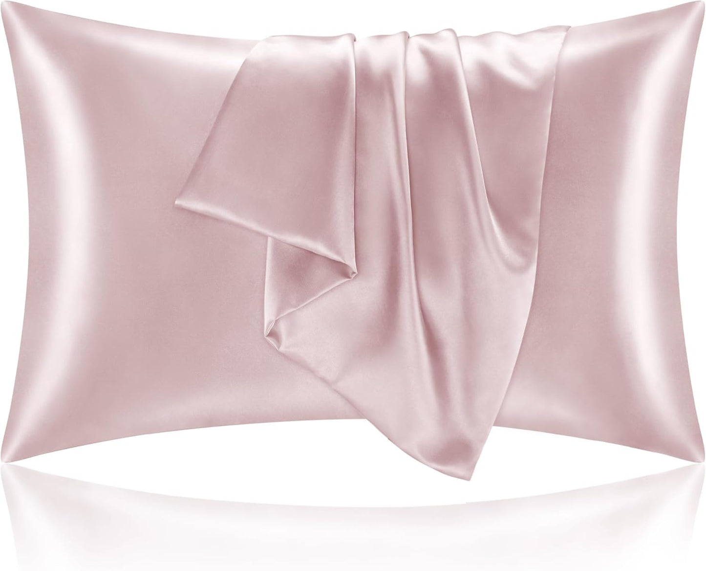 BEDELITE Satin Pillowcase for Hair and Skin, Super Soft and Cooling Similar to Silk Pillow Cases 2 Pack with Envelope Closure, Gift for Women Men(20"x36" King Size, Lotus Pink)