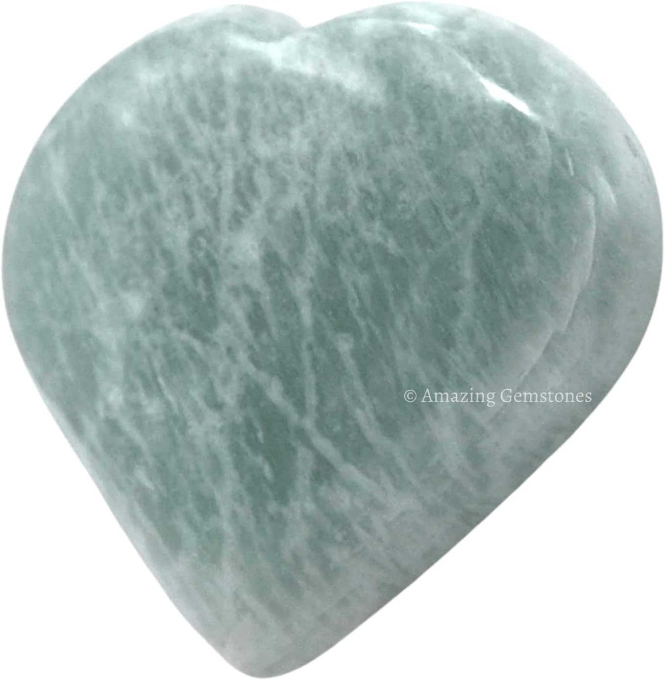 Amazing Gemstone Amazonite Crystal Heart Palm Stone - Pocket Massage Worry Stone for Natural Body Chakra Balancing, Reiki Healing and Crystal Grid