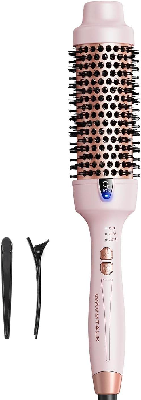 Wavytalk Thermal Brush, Blowout Express 1.7 Inch Blowout Brush, Negative Ion Technology for Creating Smooth Relax Blowouts, Give The Hair Body and Shine, Millennial Pink