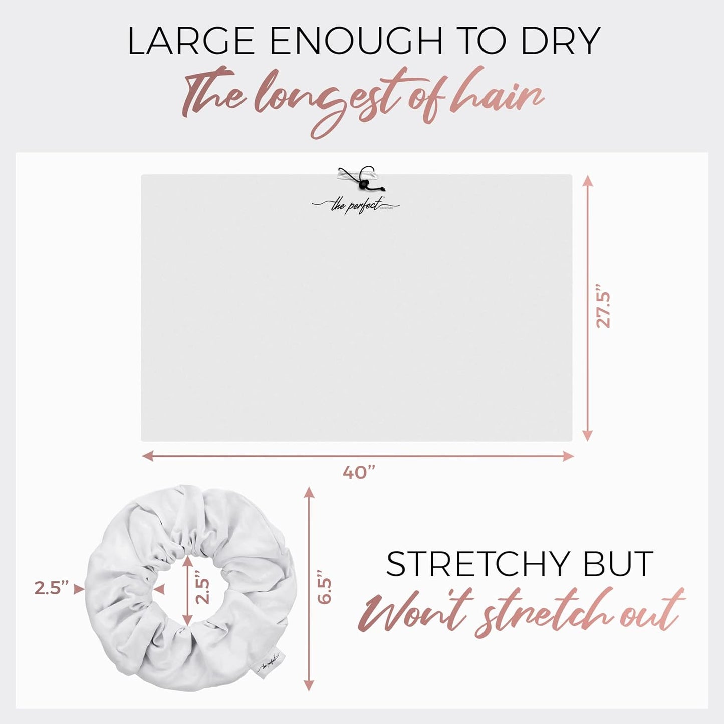 Microfiber Hair Towel Wrap + 2 Smooth Large Hair Drying Tie for Wet Hair - Anti-Frizz, Gentle, Absorbent Hair Scrunchies or Face Washing Wristband