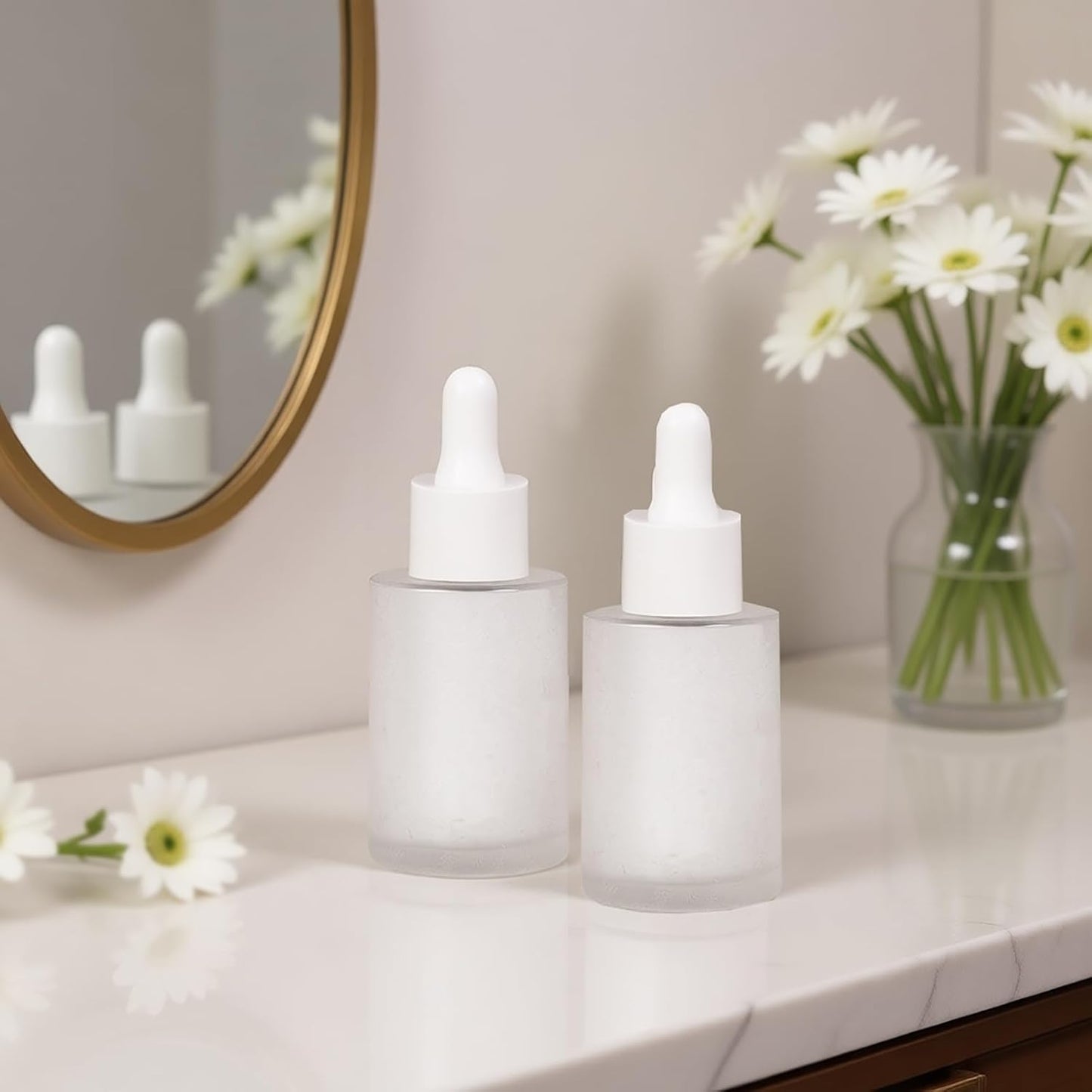 12 Pack 1 oz Frosted Glass Dropper Bottle Essential Oils Bottle with Glass Eye Droppers,for Serum Essence Oil,Perfumes,Liquids (Frosted, 1oz)