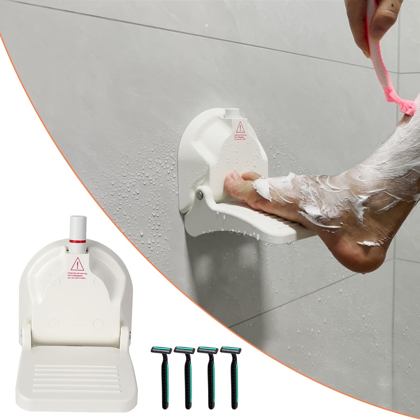 Shower Foot Rest for Shaving Legs,Shower Shaving Foot Rest,Foot Rest for Shower with Powerful Suction Cup,Foldable Shower Shaver Foot Rest Suitable for RV Bathroom,Easy to Carry While Traveling