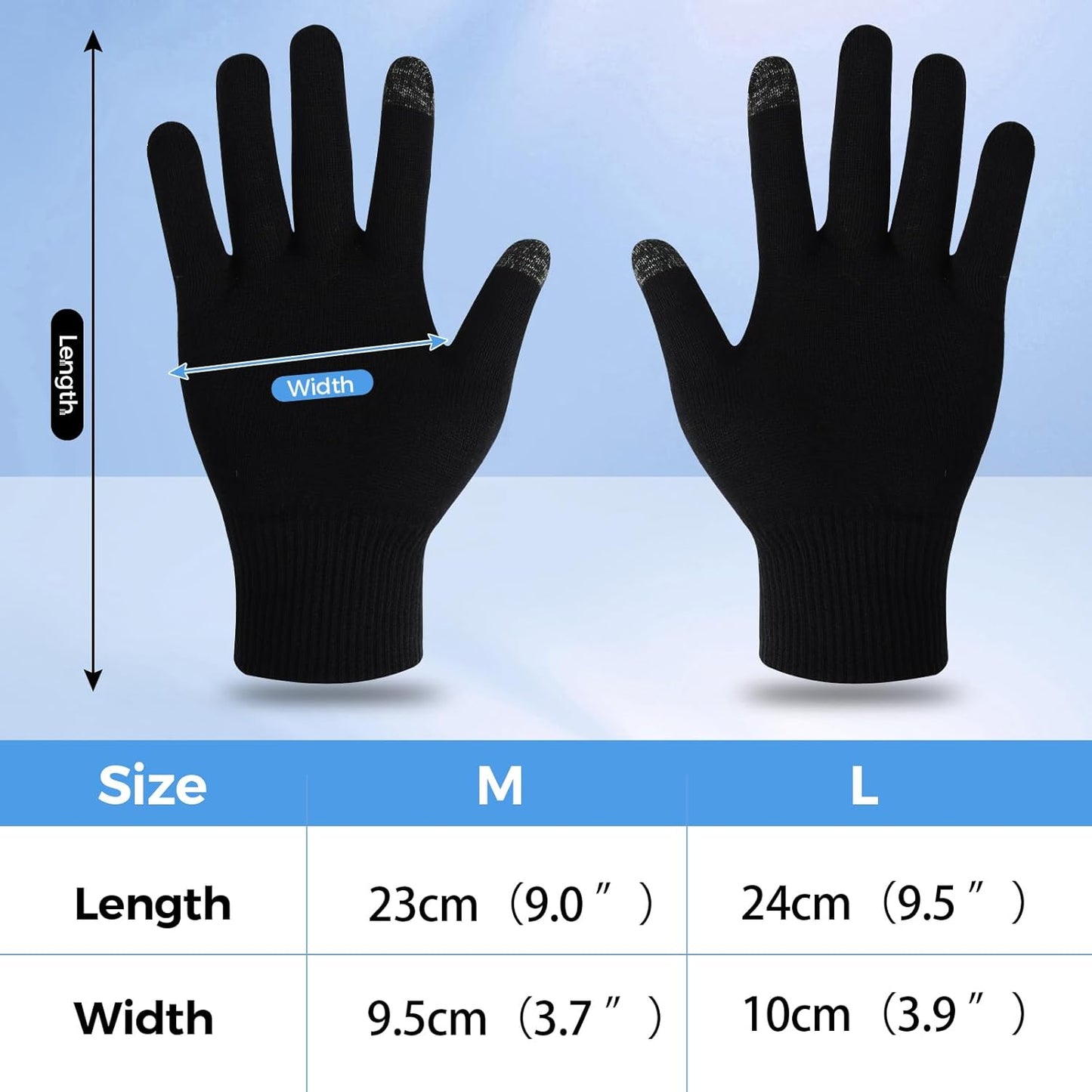 Donfri 6 Pairs Cotton Moisturizing Gloves Men Touchscreen Fingers for Eczema Dry Hands Hand Care Overnight Moisturizing (Medium-Black)